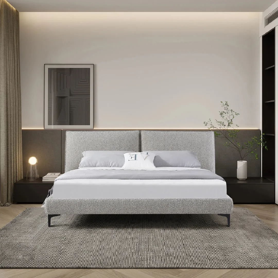 Celeste Fabric Queen Bed Frame - Olive Brown Boucle