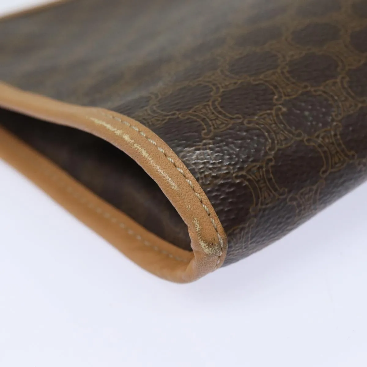 CELINE Macadam Canvas Clutch Bag PVC Brown Auth yk13315