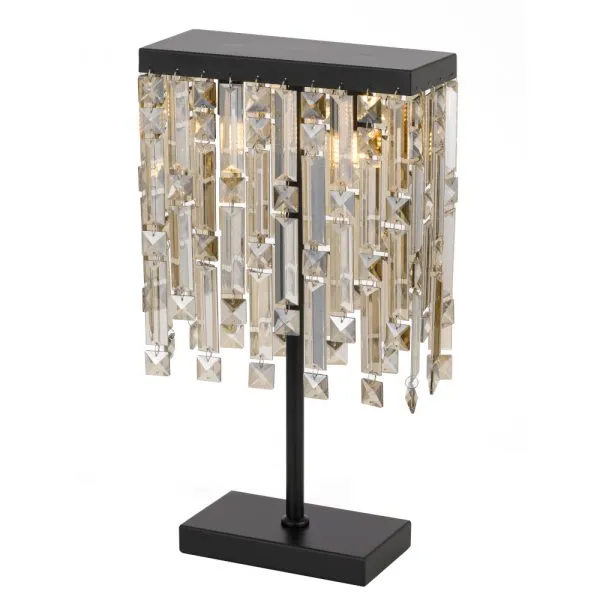 Cerone Black with Champagne Crystal Modern Elegant Table Lamp