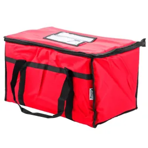 Choice 124FCARRRD 23" x 13" x 15" Insulated Nylon Top Loading Food Delivery Bag - Red