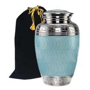 Classic Baby Blue Brass Cremation Urn