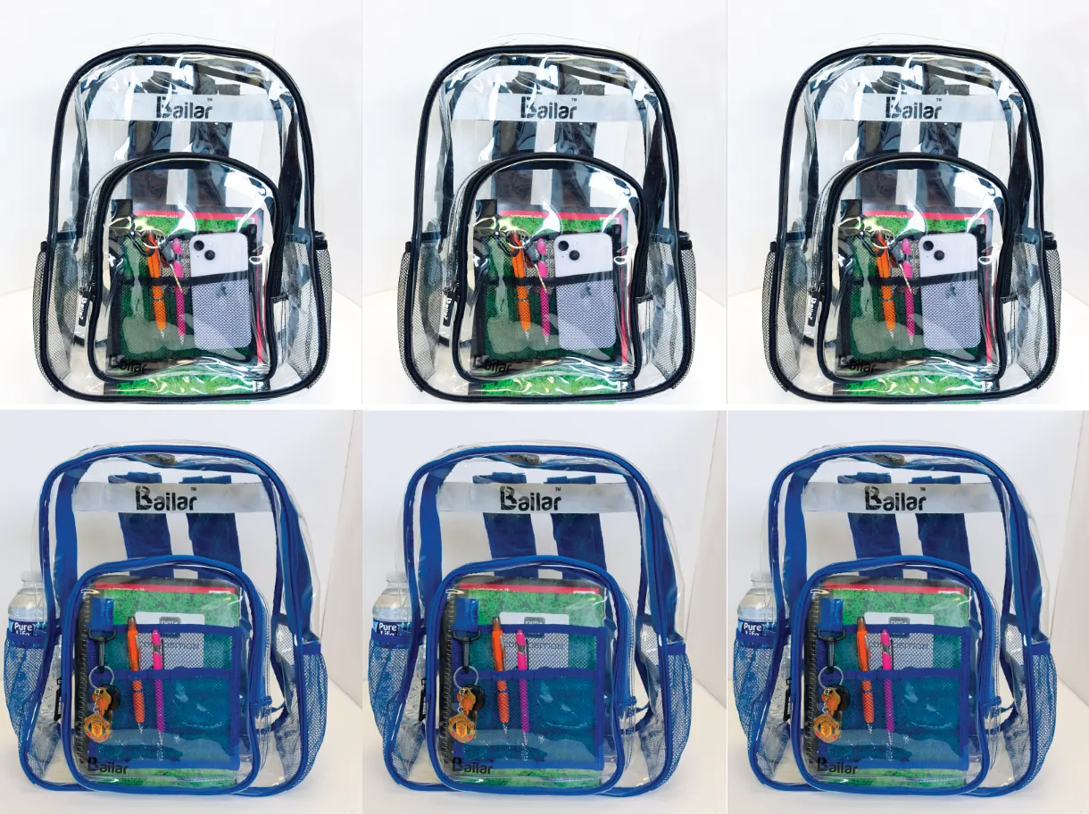 Clear Backpack, 6 black