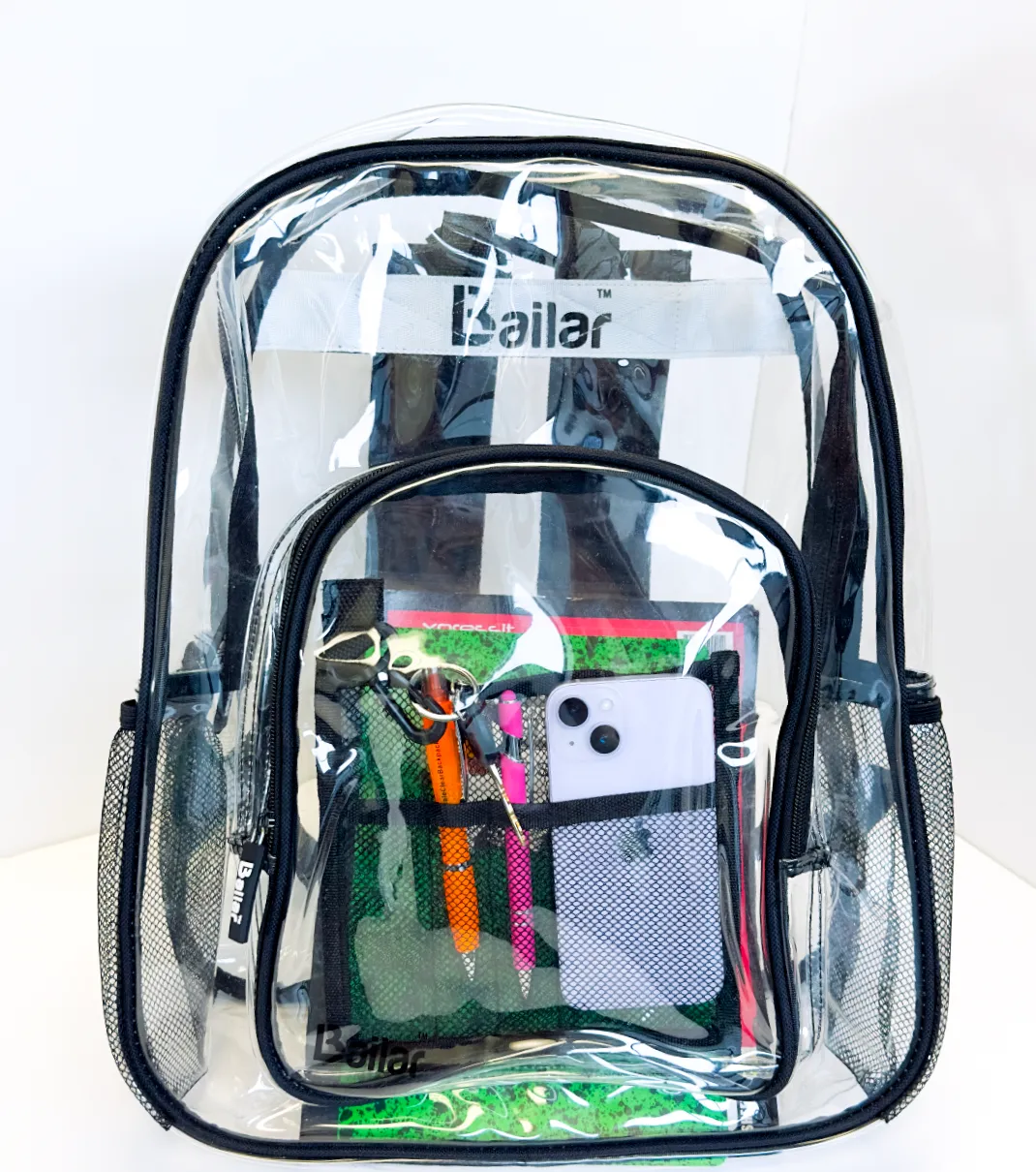 Clear Backpack, 6 black