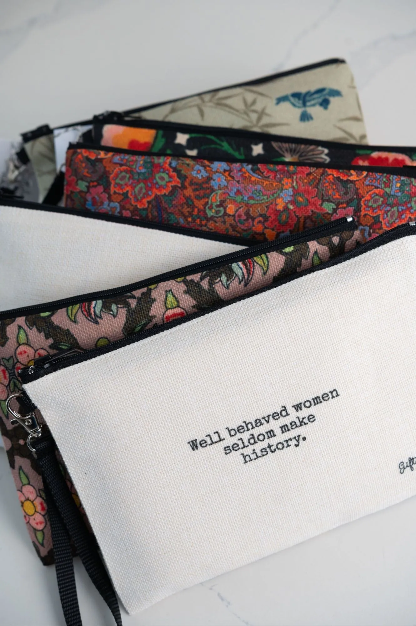 Cross Stitch Zippered Linen Blend Bag