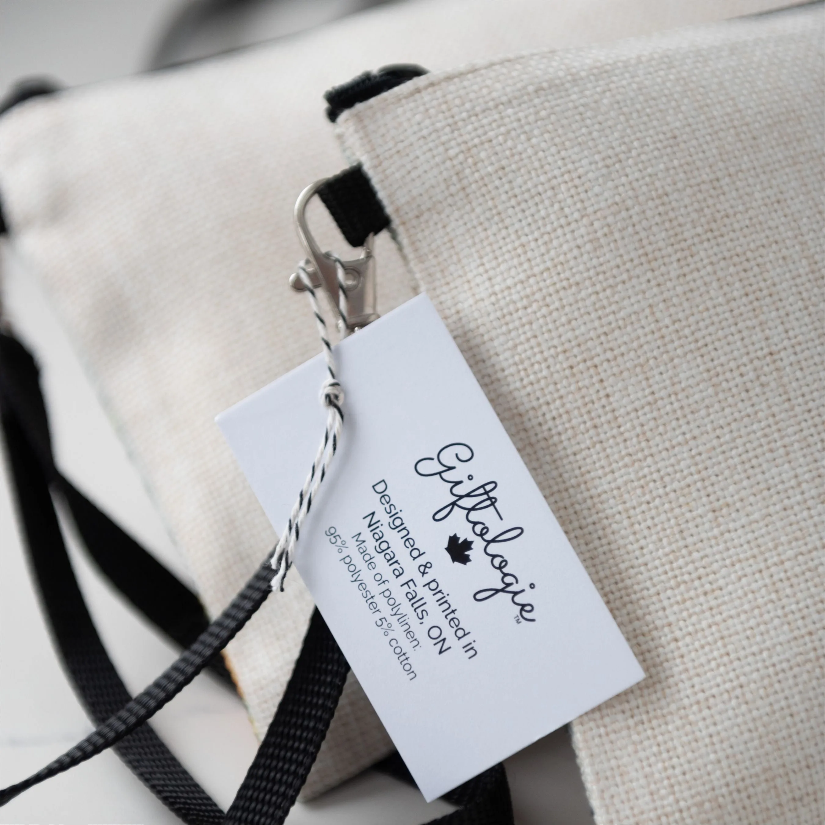 Cross Stitch Zippered Linen Blend Bag