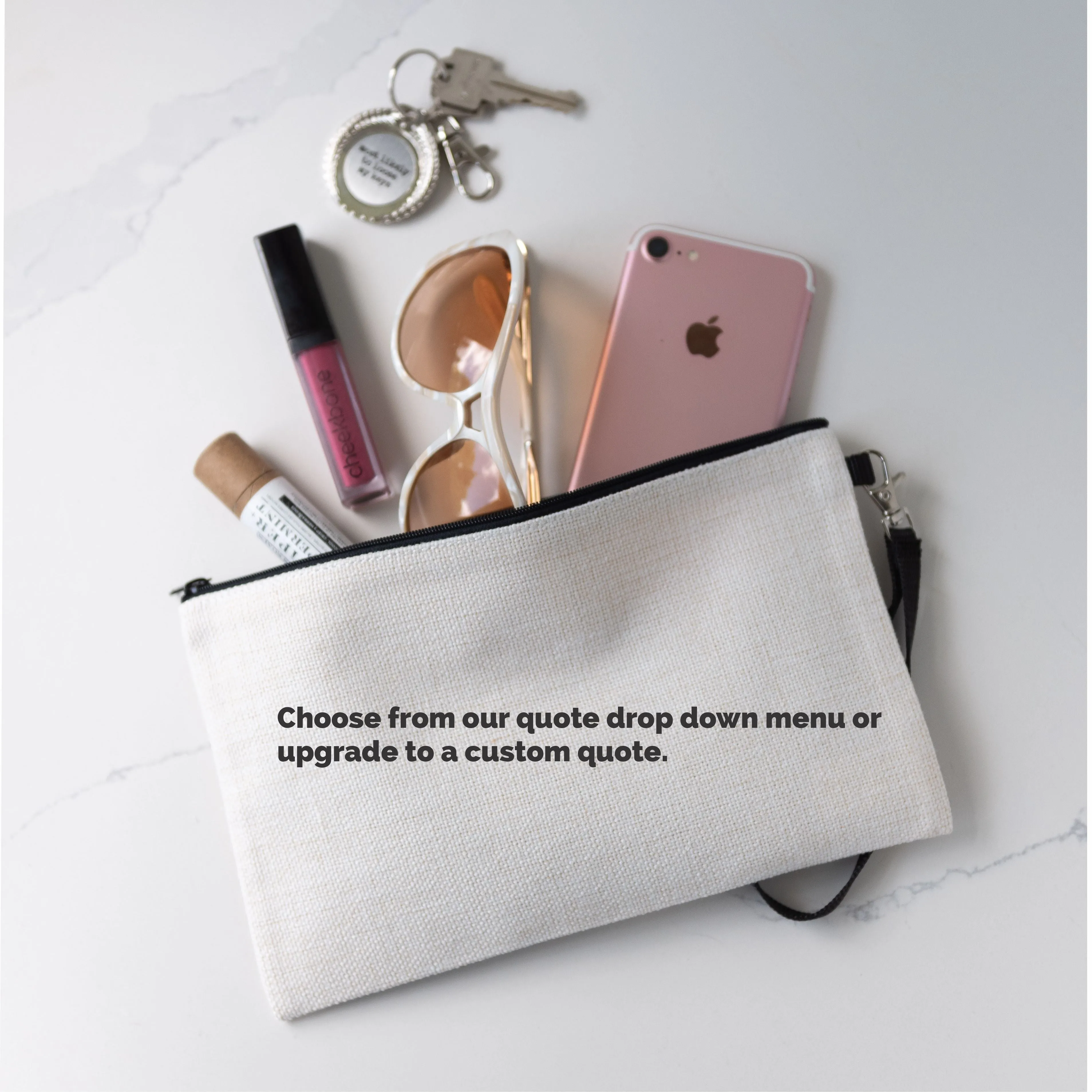 Cross Stitch Zippered Linen Blend Bag