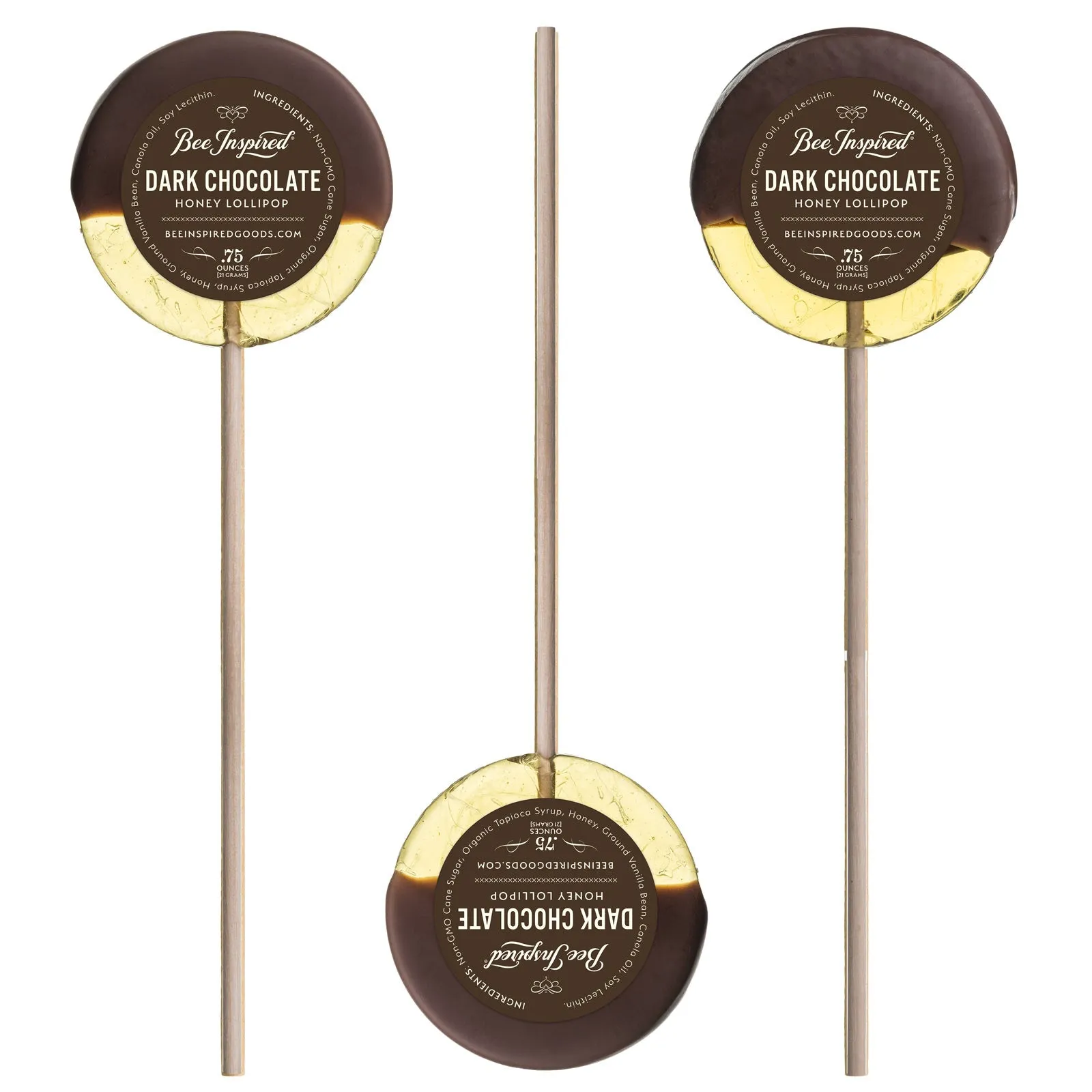 Dark Chocolate Dipped Honey Lollipops Bag of 8