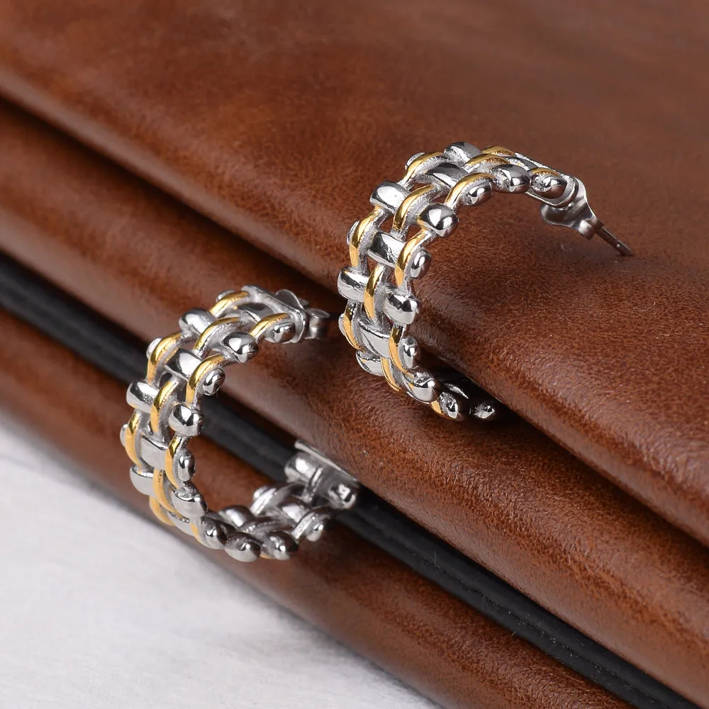 Dazzling Chain Hoop Earrings- 18k White Gold Plated