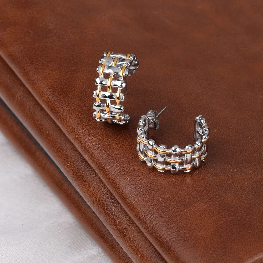 Dazzling Chain Hoop Earrings- 18k White Gold Plated