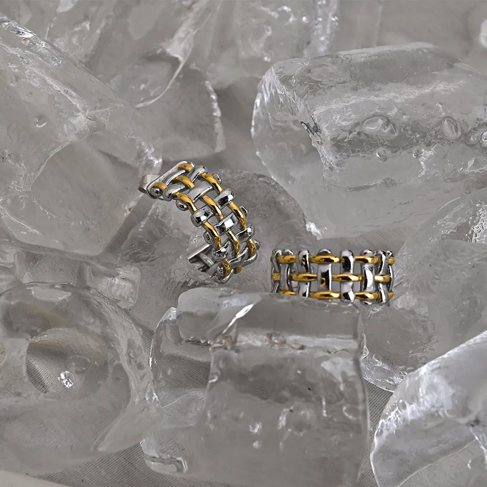 Dazzling Chain Hoop Earrings- 18k White Gold Plated