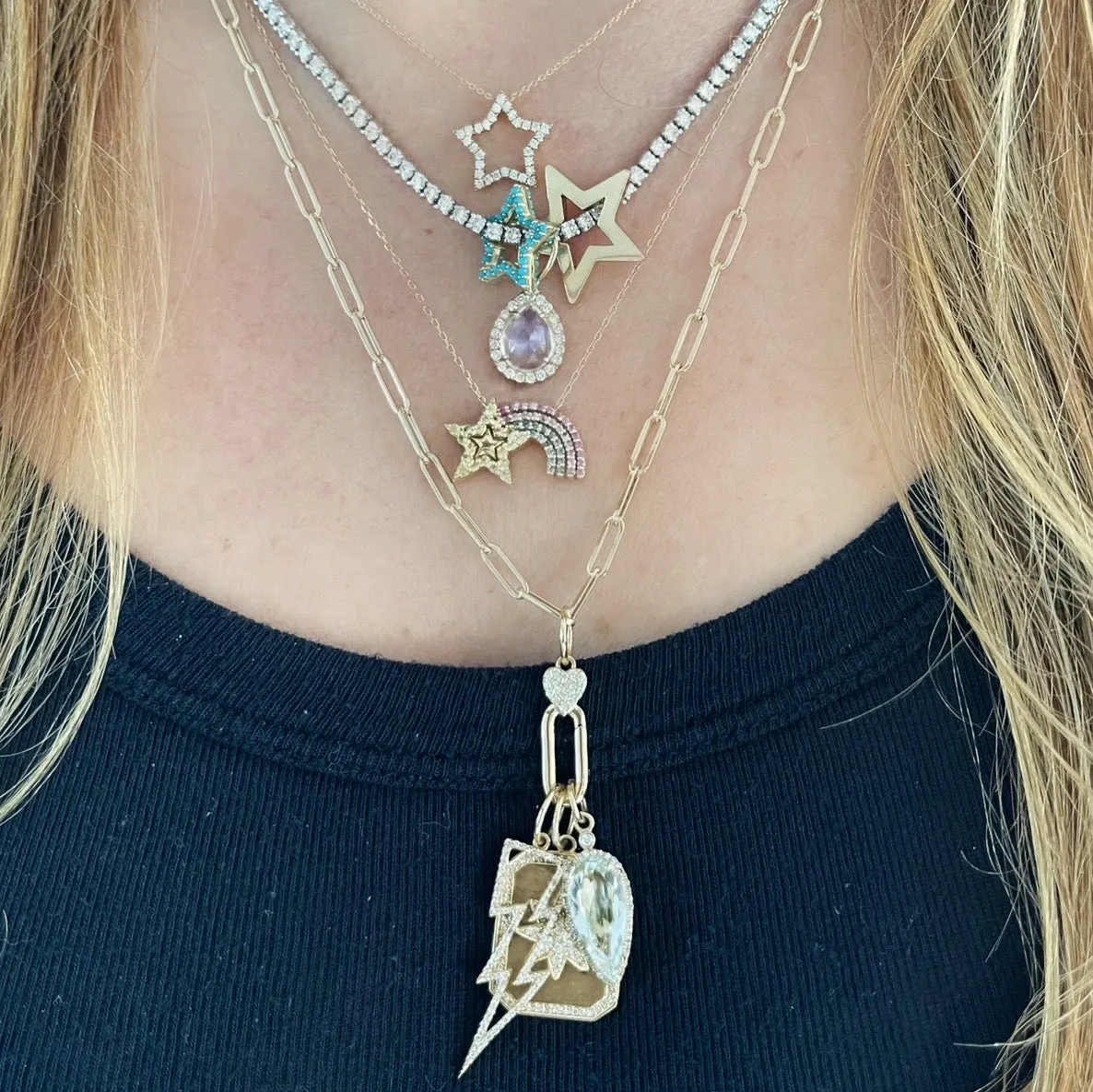 Dazzling Diamond Open Lighting Bolt Charm
