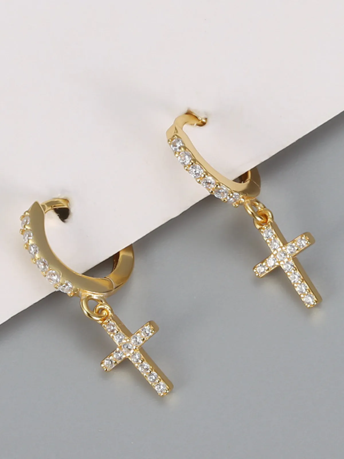 Dazzling Divine Cross Drop Earrings