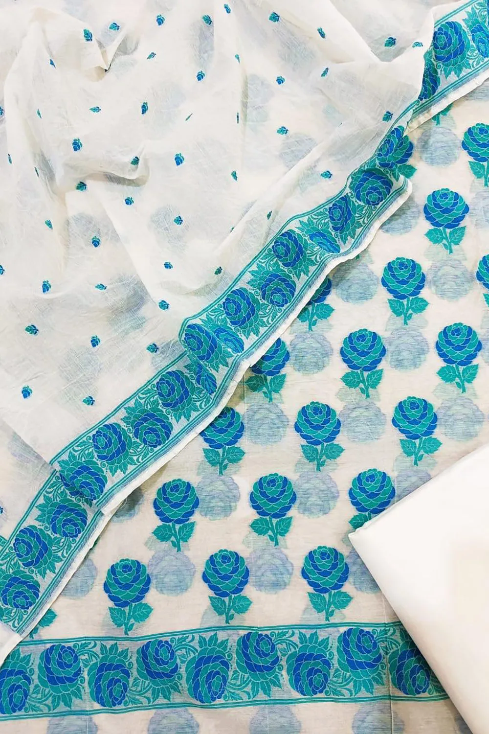 Dazzling Meenakari Cotton Suit Set - Unstitched & Dyeable