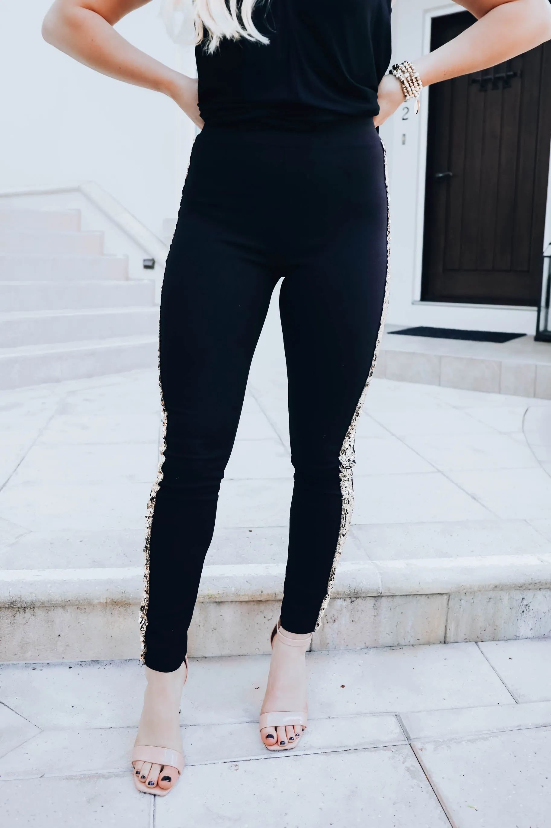 Dazzling Skinny Ankle Pants - Gold