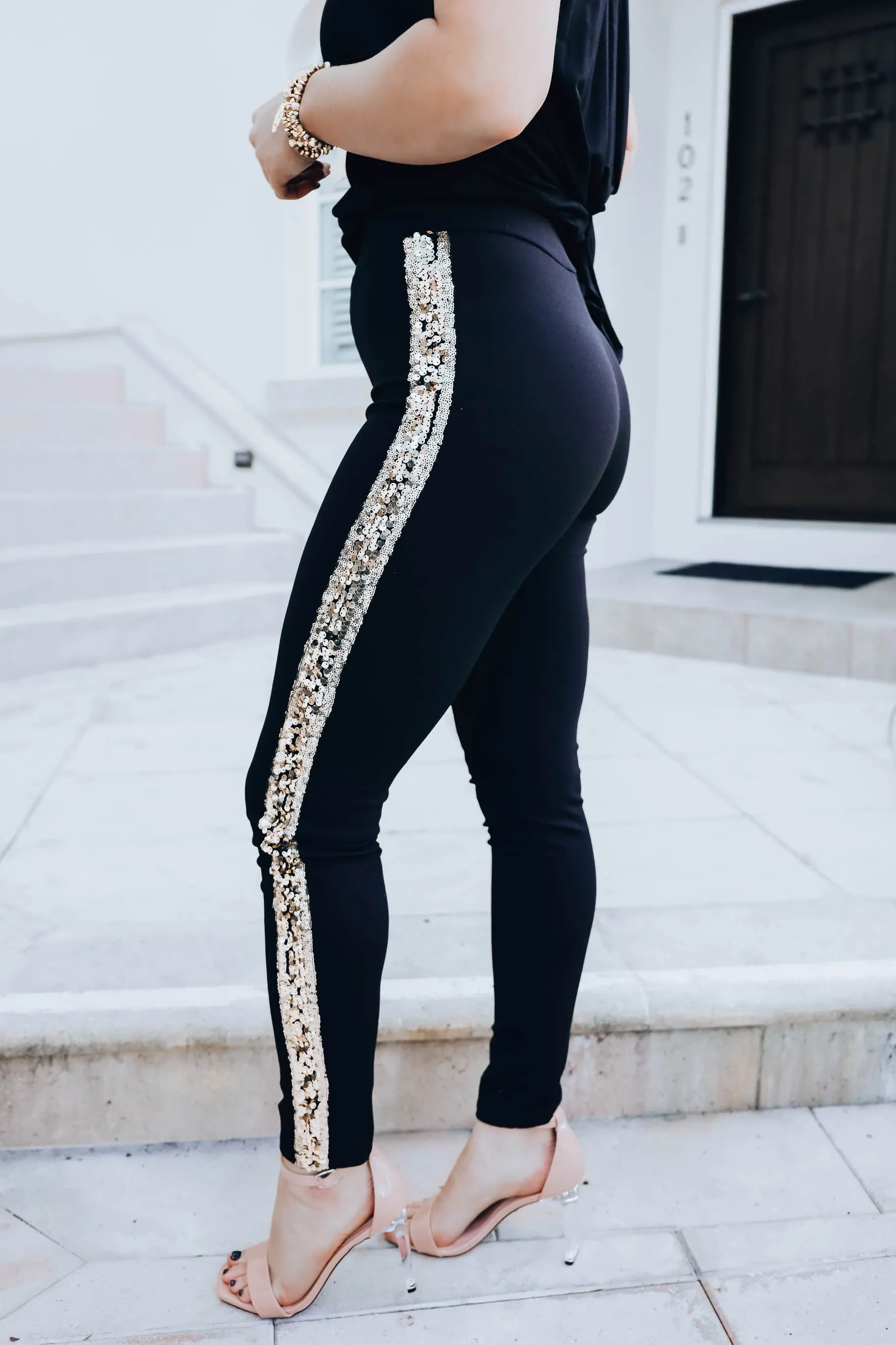 Dazzling Skinny Ankle Pants - Gold