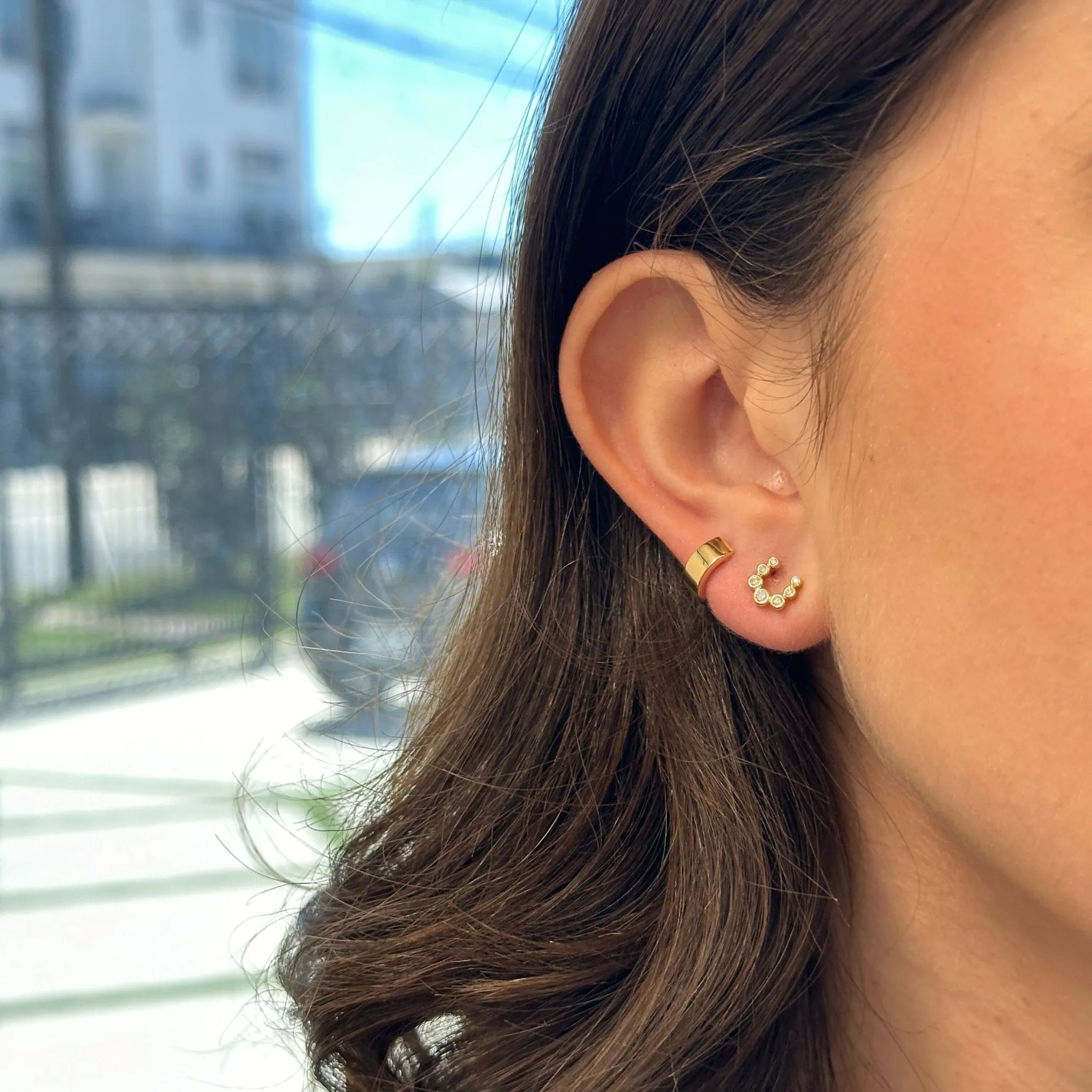 Diamond Bezel Horseshoe Studs
