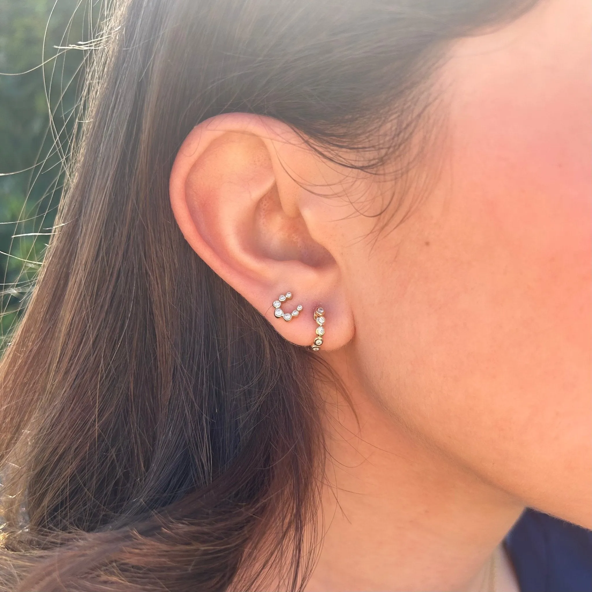 Diamond Bezel Horseshoe Studs