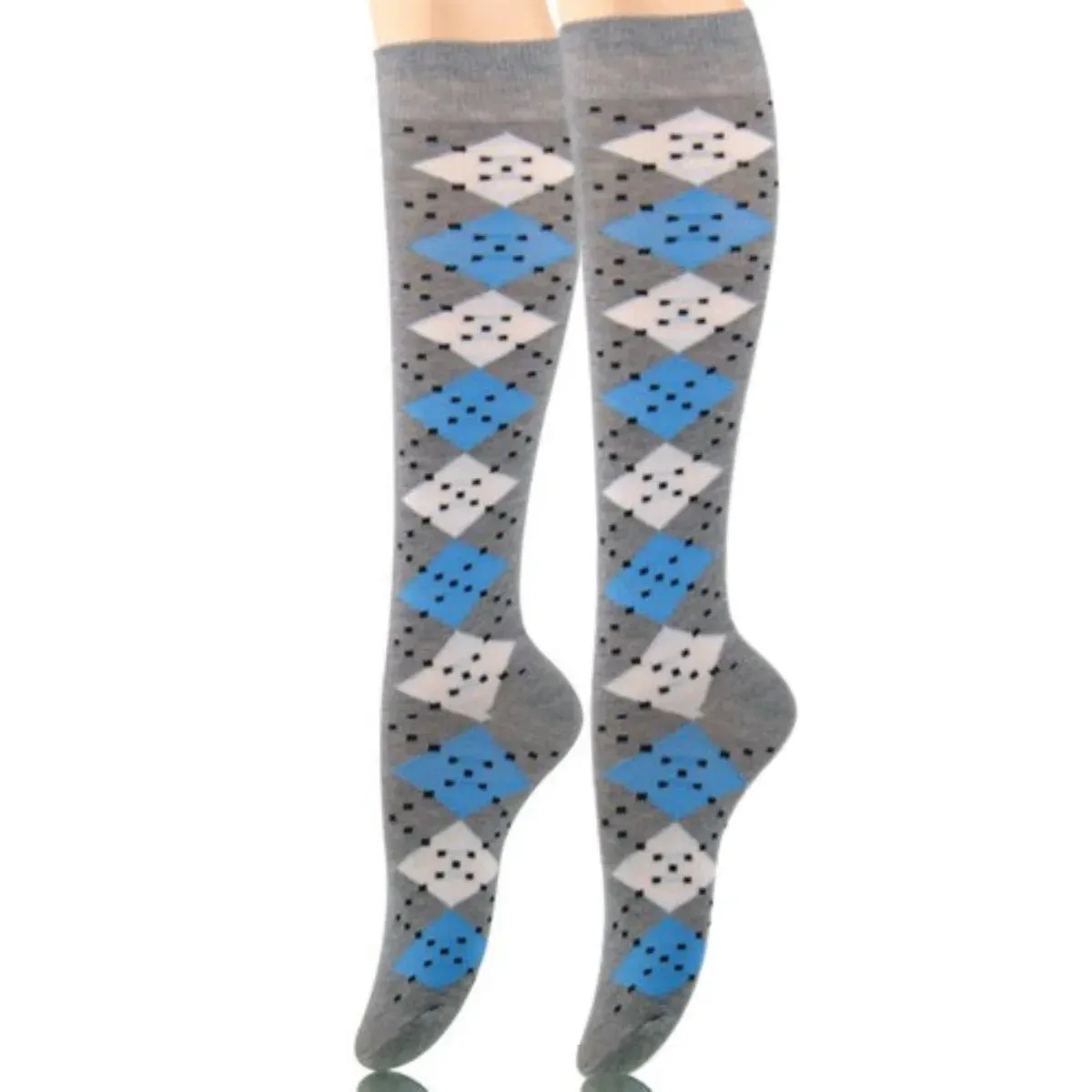 Diamond Diva: Gray Women's Socks with Dazzling Patterns