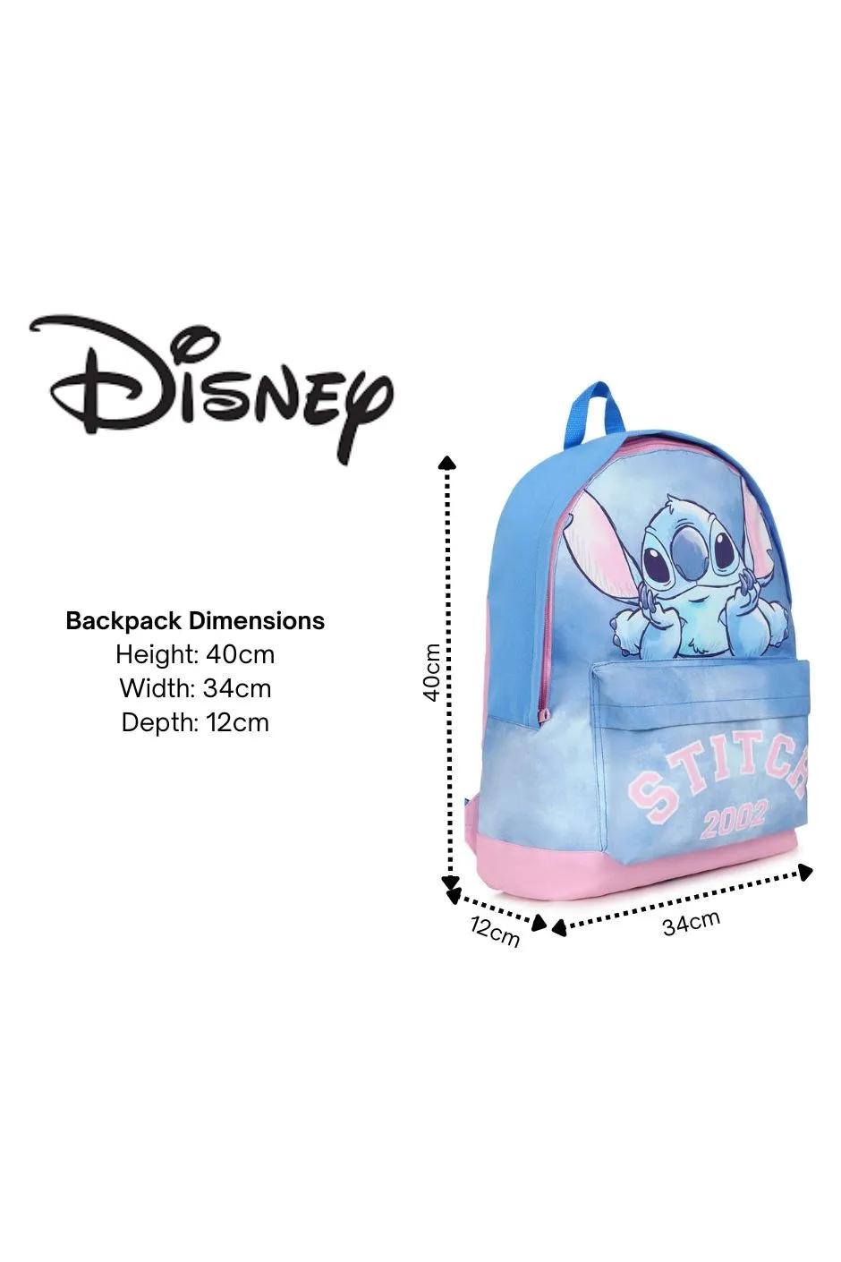 Disney Lilo and Stitch Girls Backpack, Kids Schoolbag, Rucksack Blue