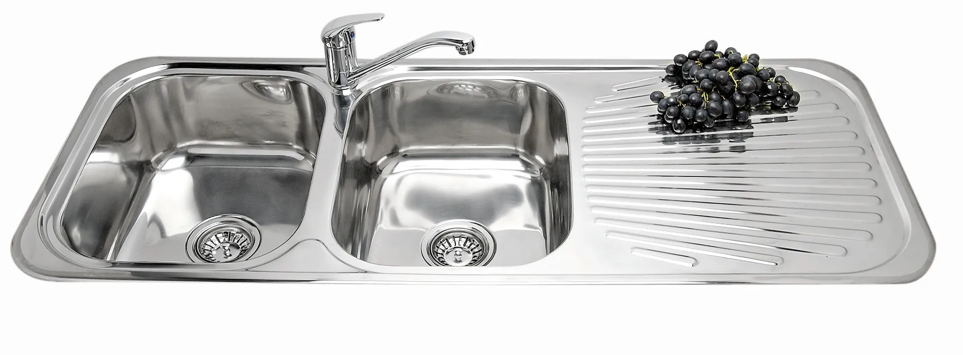 Double bowl single drainer