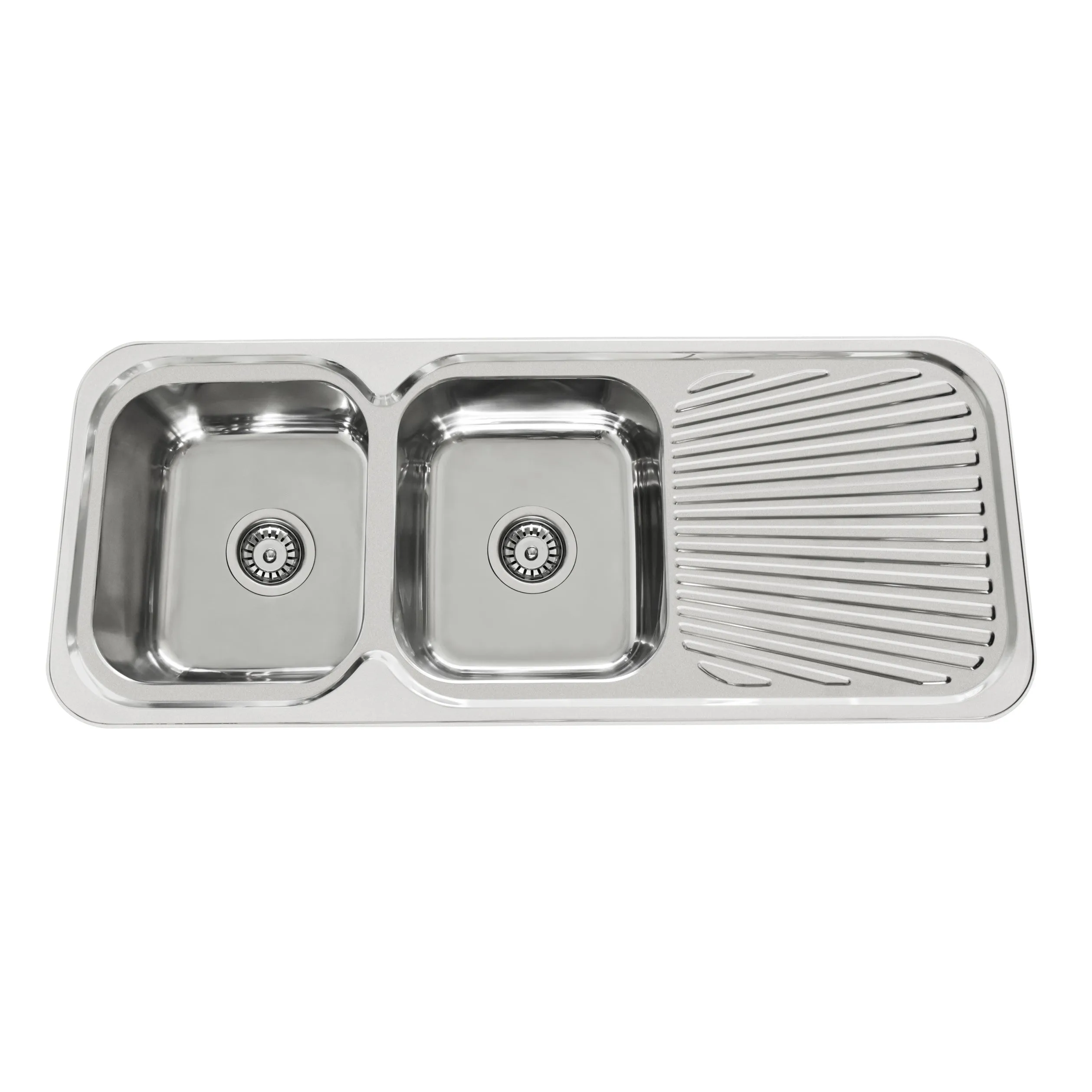 Double bowl single drainer