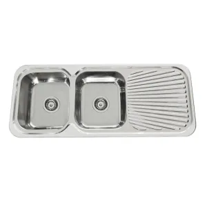 Double bowl single drainer