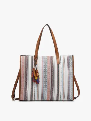 Eleanor Canvas Satchel w/ Multicolor Tassels