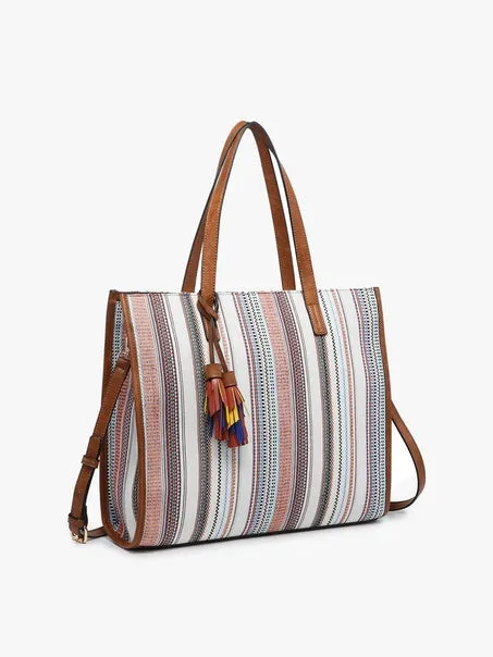 Eleanor Canvas Satchel w/ Multicolor Tassels