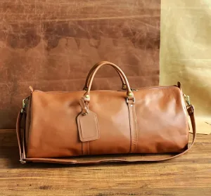 Exotic Brown Leather Duffel Bag