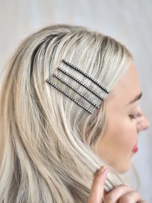 Extra Long Rhinestone Bobby Pins 4pcs Set