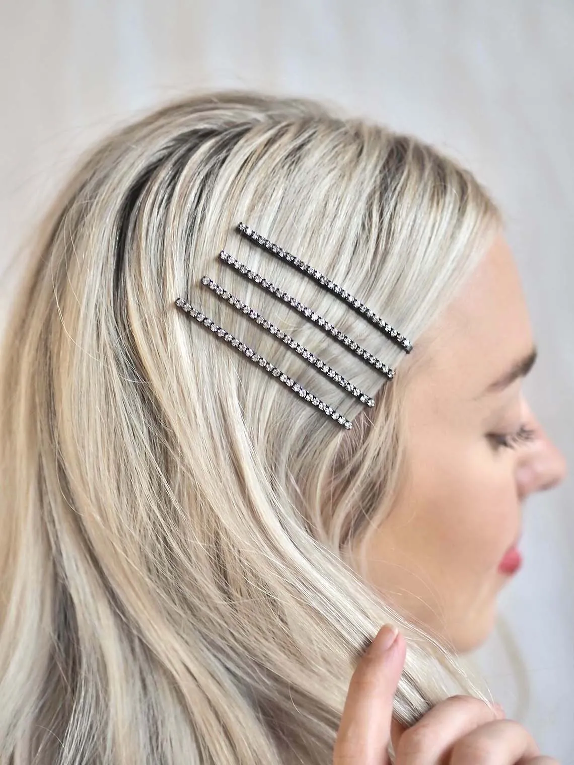 Extra Long Rhinestone Bobby Pins 4pcs Set