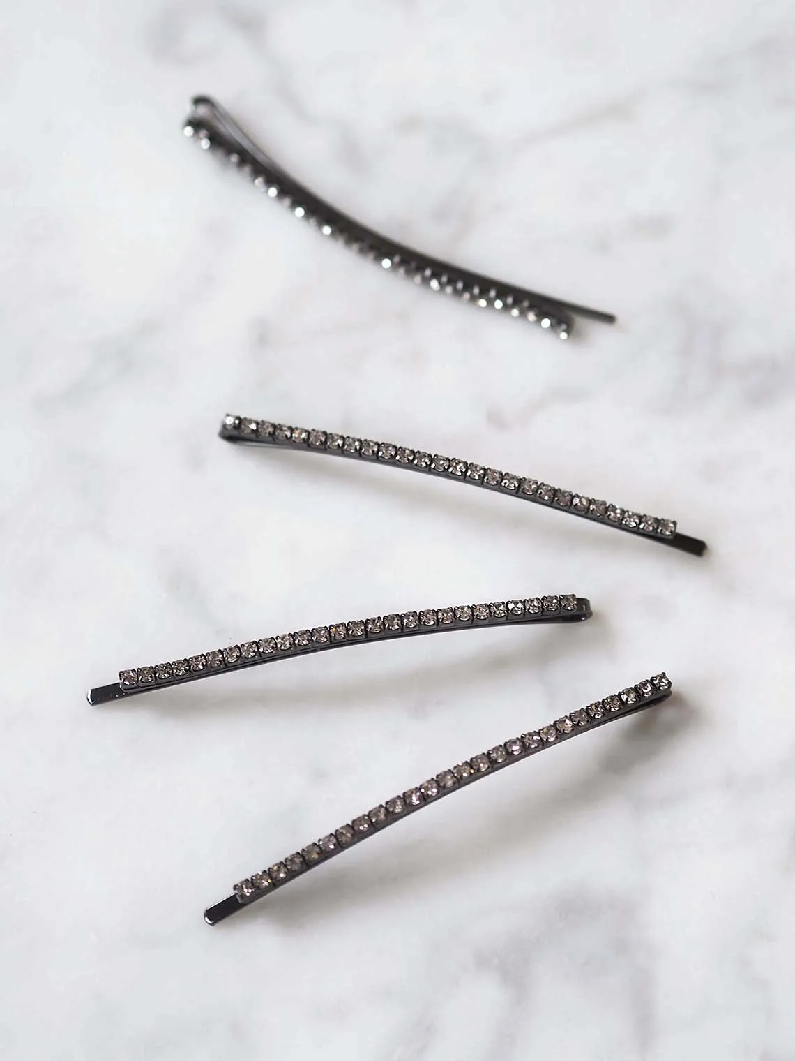 Extra Long Rhinestone Bobby Pins 4pcs Set