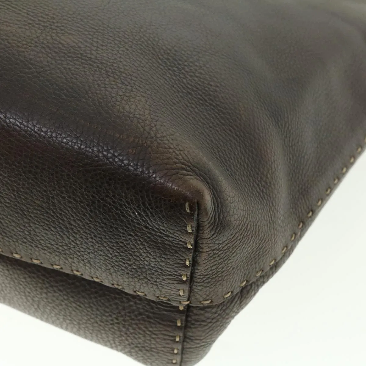 FENDI Tote Bag Leather Brown  rd4683