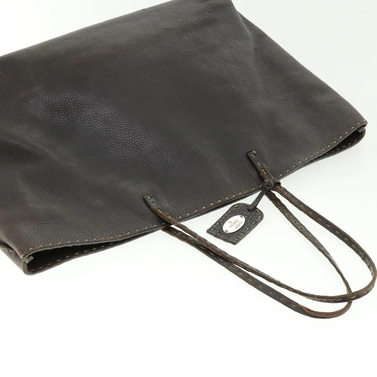 FENDI Tote Bag Leather Brown  rd4683