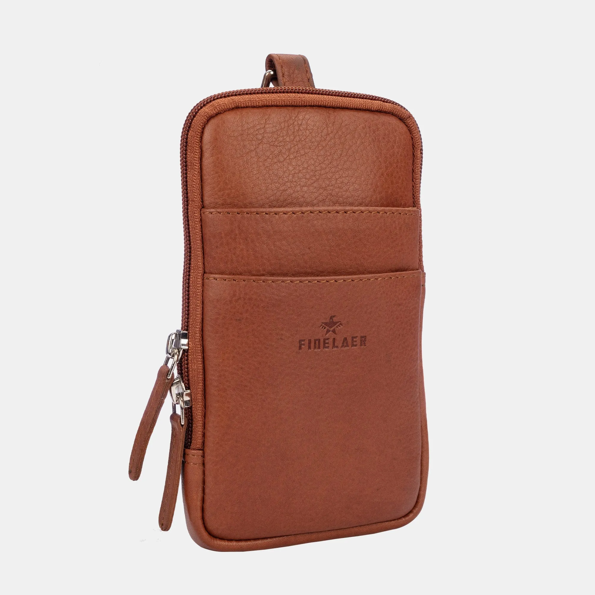 FINELAER  Leather Dual Phone Case with Belt Loop Enhanced Protection Trendy Style