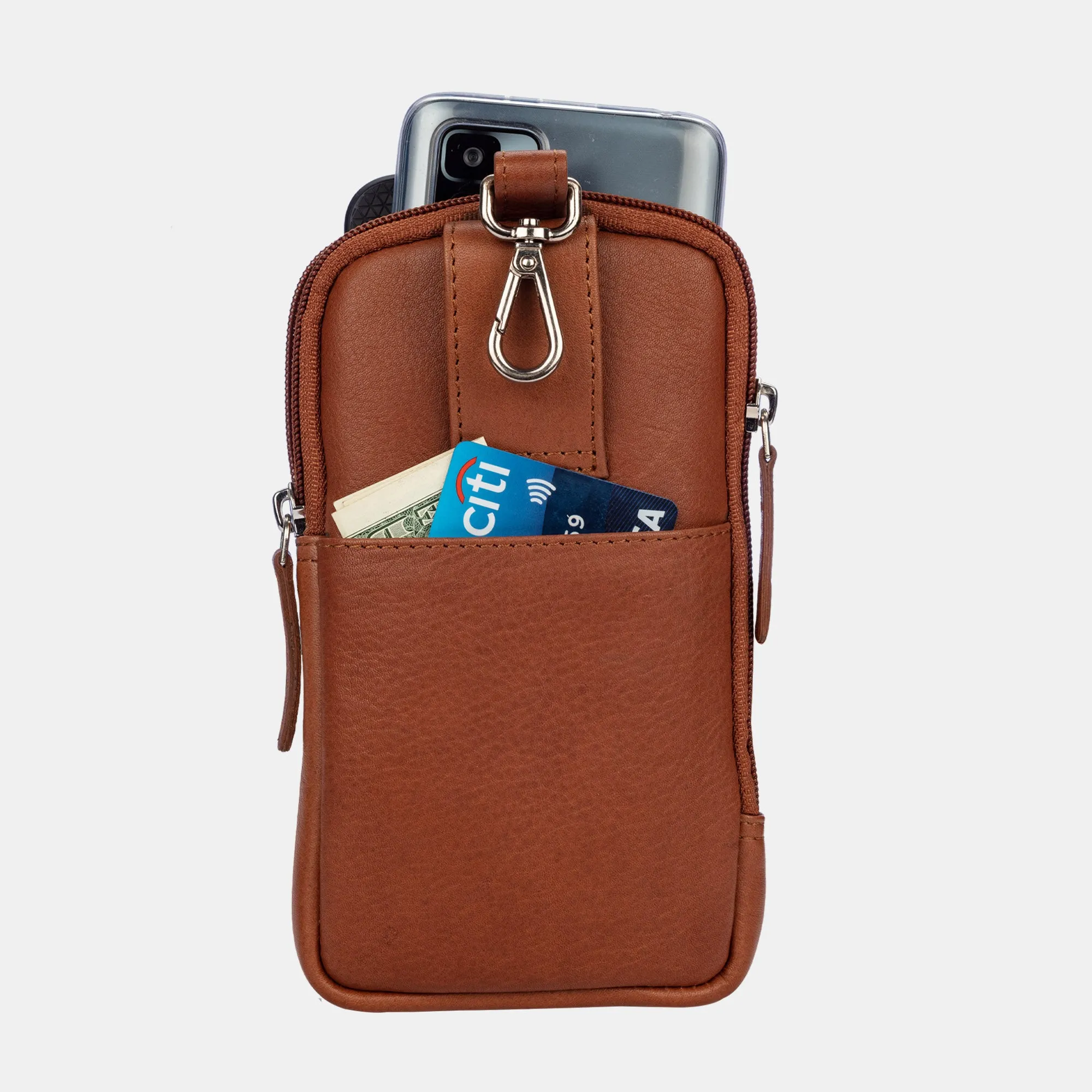 FINELAER  Leather Dual Phone Case with Belt Loop Enhanced Protection Trendy Style