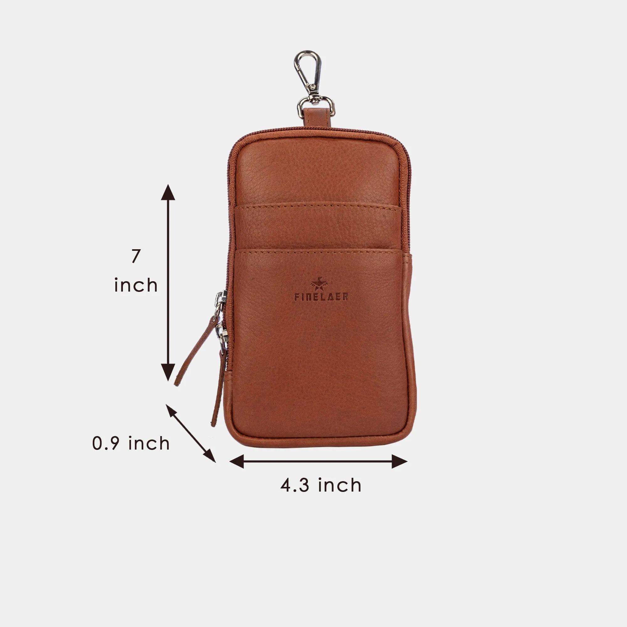 FINELAER  Leather Dual Phone Case with Belt Loop Enhanced Protection Trendy Style