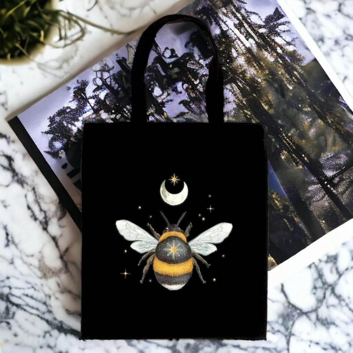 Forest Bee Cotton Tote Bag, Shopping Reusable Bags Eco-Friendly