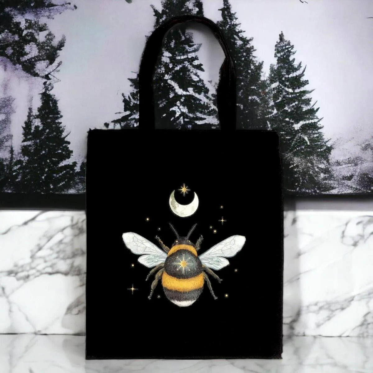 Forest Bee Cotton Tote Bag, Shopping Reusable Bags Eco-Friendly