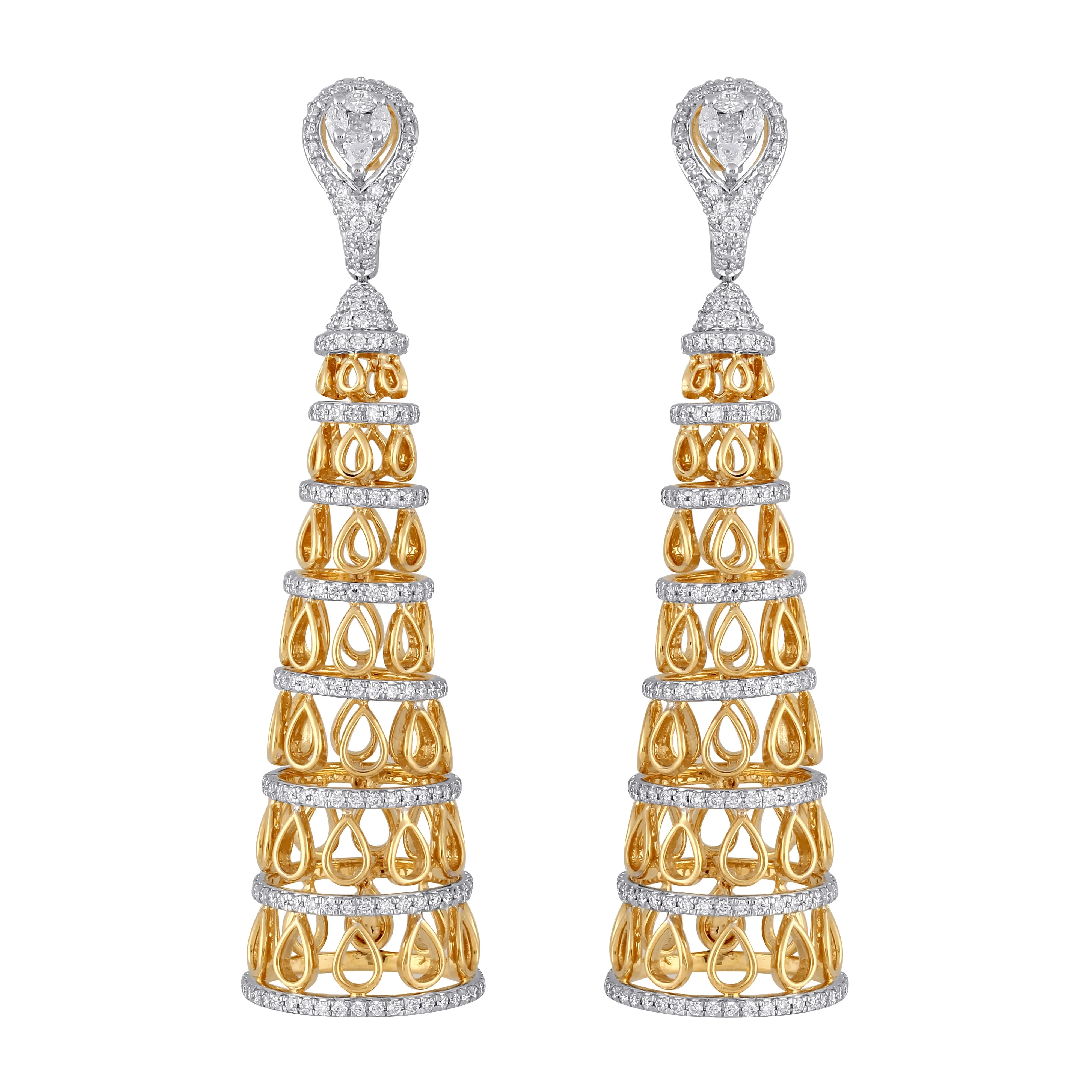 Freeflowing Spire Diamond Earrings