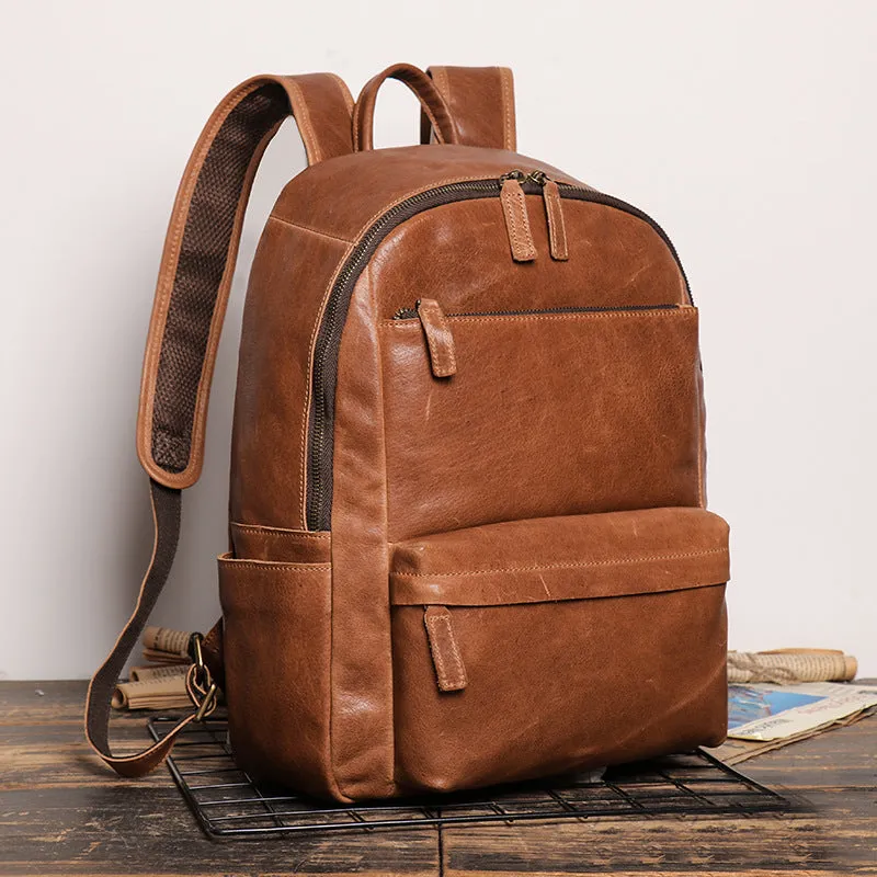 Full Grain Zipper Leather School Backpack Rucksack  Anniversary Gifts Handmade Bags