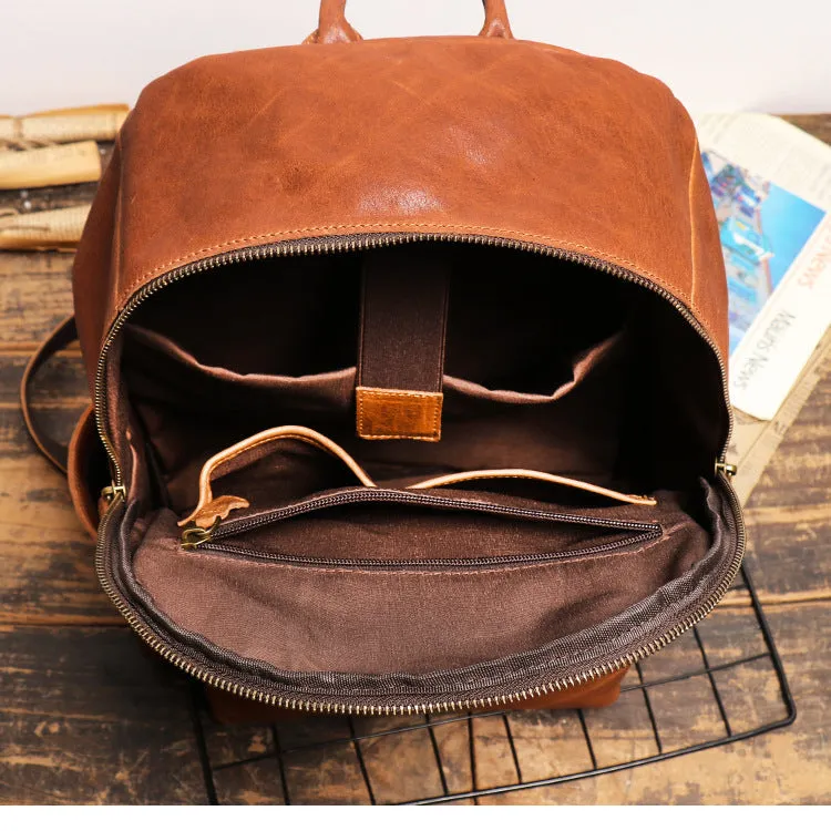 Full Grain Zipper Leather School Backpack Rucksack  Anniversary Gifts Handmade Bags
