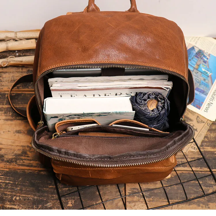 Full Grain Zipper Leather School Backpack Rucksack  Anniversary Gifts Handmade Bags