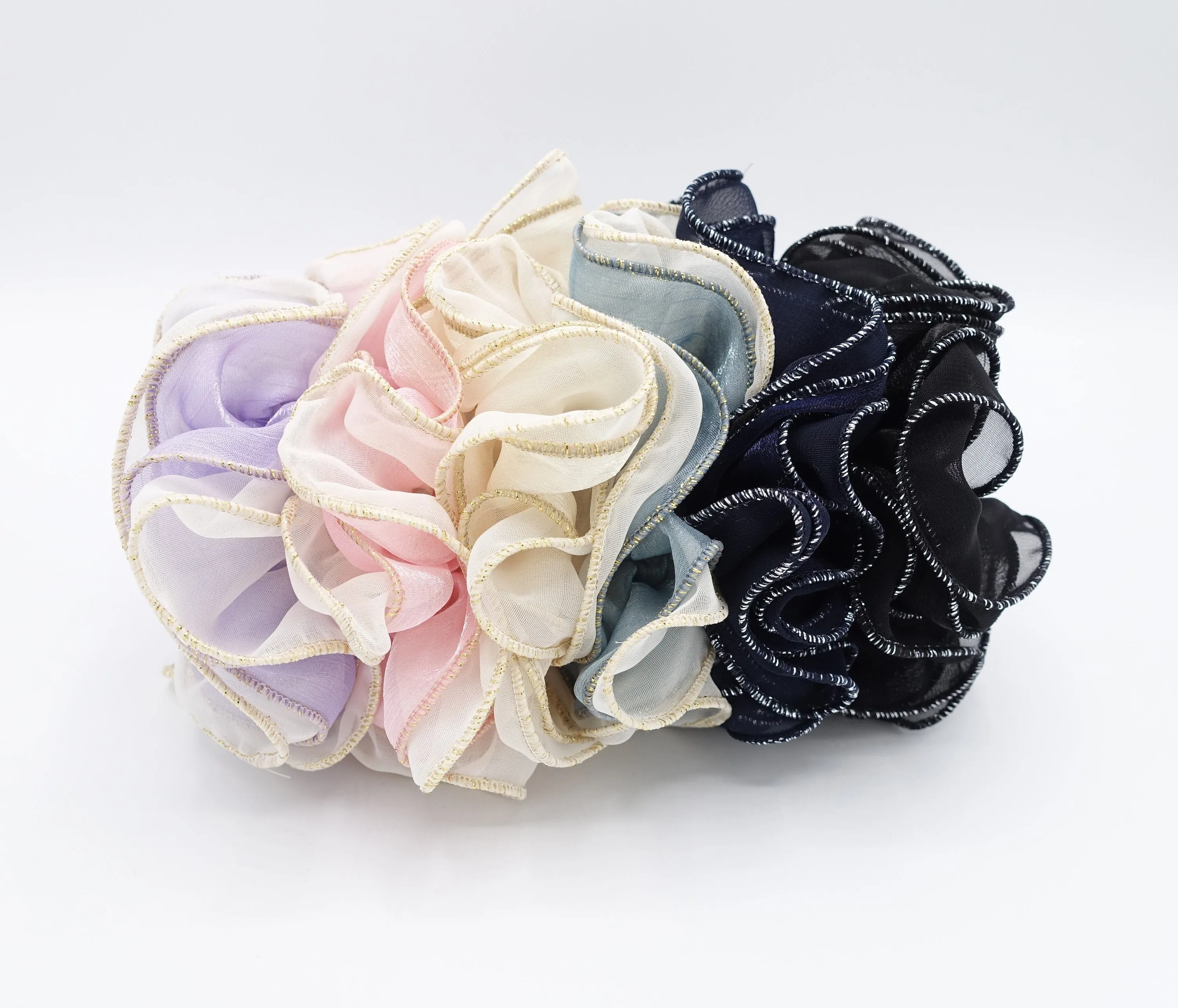 glittering scrunchies, chiffon scrunchies for women