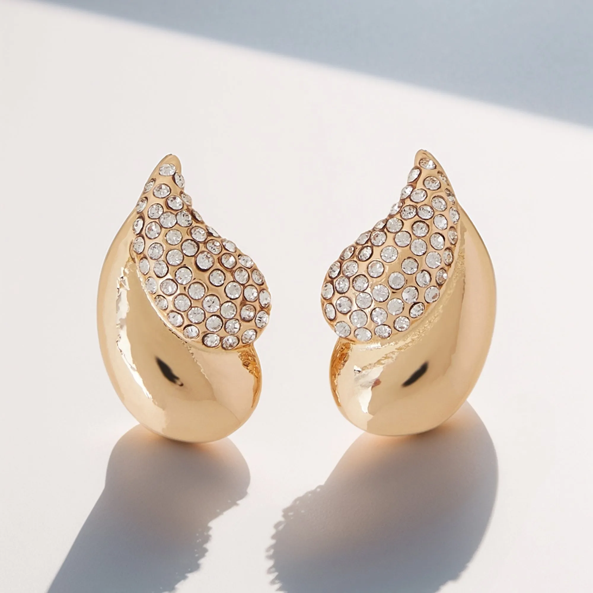 Gold Double Curve Teardrop Trend Earrings