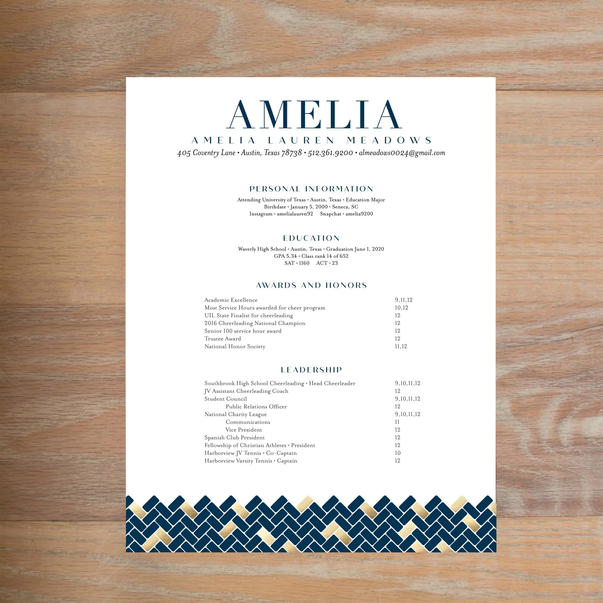 Golden Herringbone Complete Sorority Packet