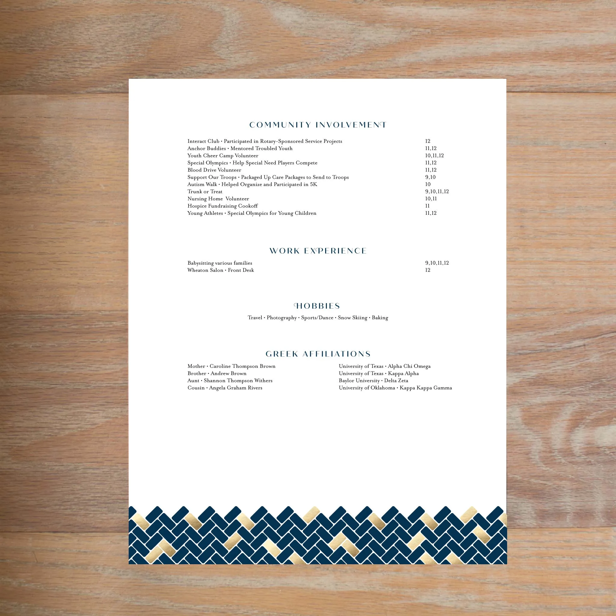 Golden Herringbone Complete Sorority Packet
