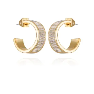 Goldtone Crystal C Hoop Earrings