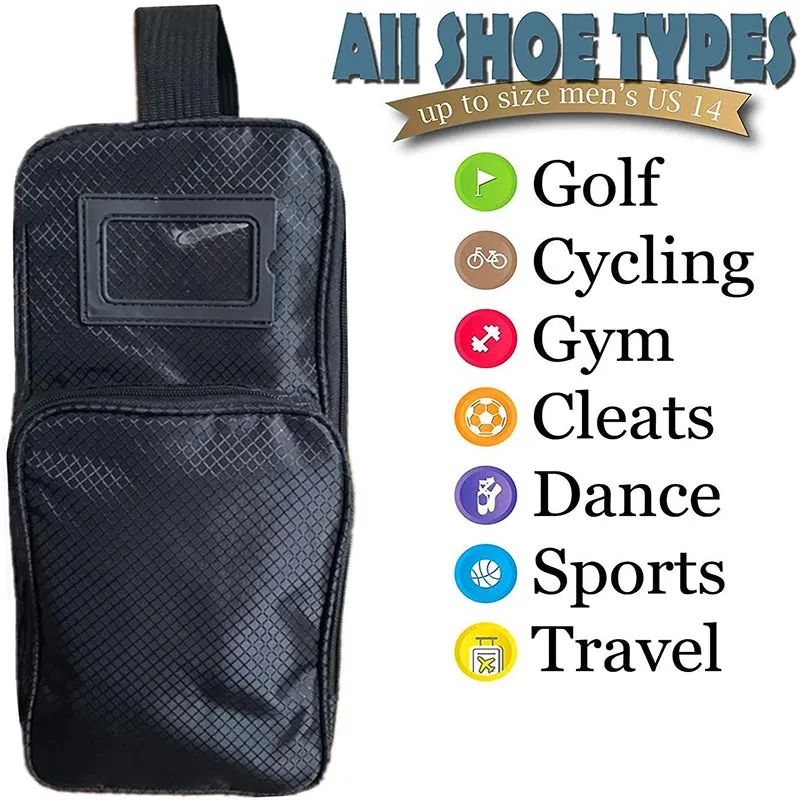 Golf Shoe Bag Zippered Case with Outside Pocket Pack