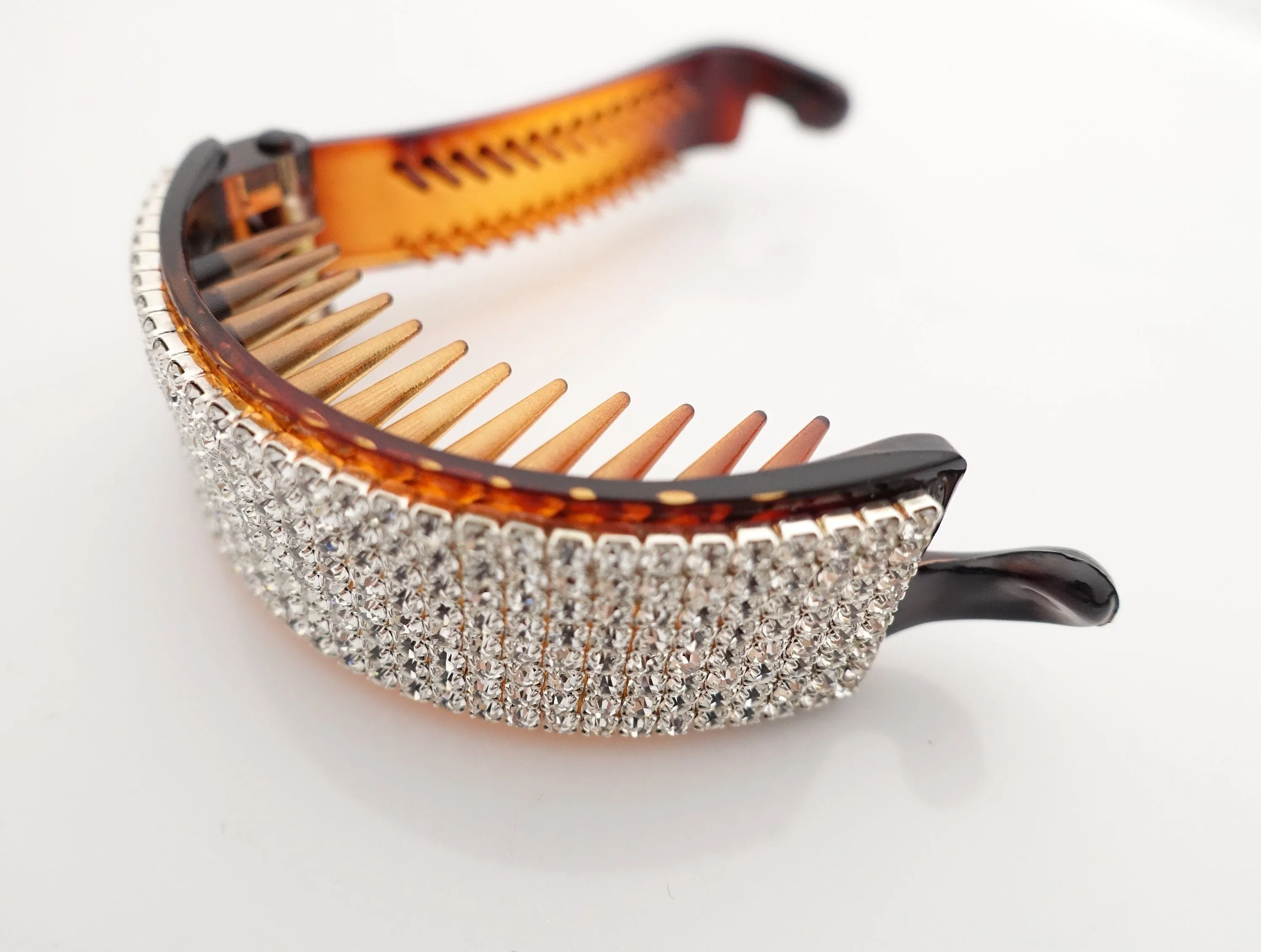 half moon hair claw rhinestone decorated clip woman hair accessory